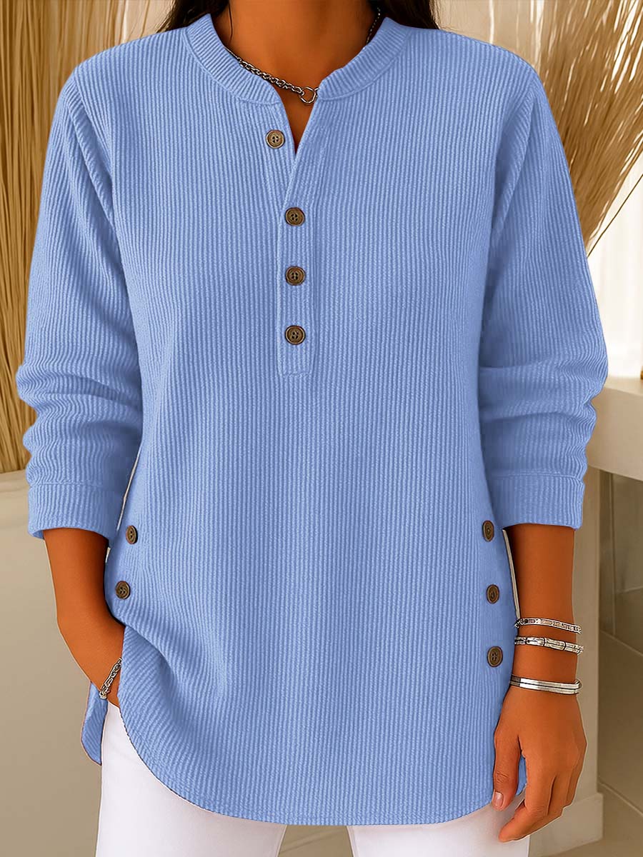 💃Letzter Tag 50 % Rabatt⏰Langärmeliges, locker gestricktes Sweatshirt aus einfarbigem Material mit Rundhalsausschnitt für Damen (2 Stück kaufen, versandkostenfrei)