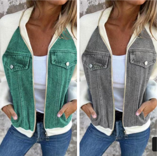 Neue modische kreative Denim-Spleißjacke für Damen