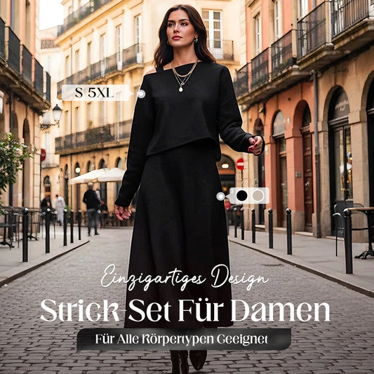 🔥Neuheiten Sonderangebot💃 2-teiliges Strick-Outfit für Damen: Midikleid mit Spaghettiträgern und bauchfreies Oberteil