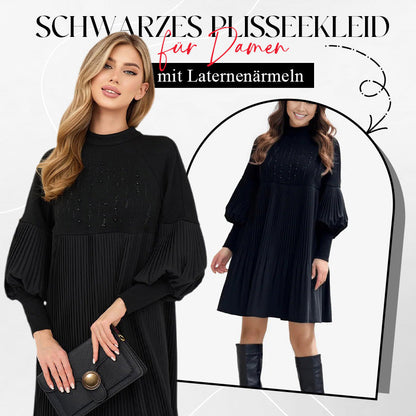 🎄Perfekt für Weihnachten✨🔥Elegantes Damen-Faltenkleid mit Laternenärmeln