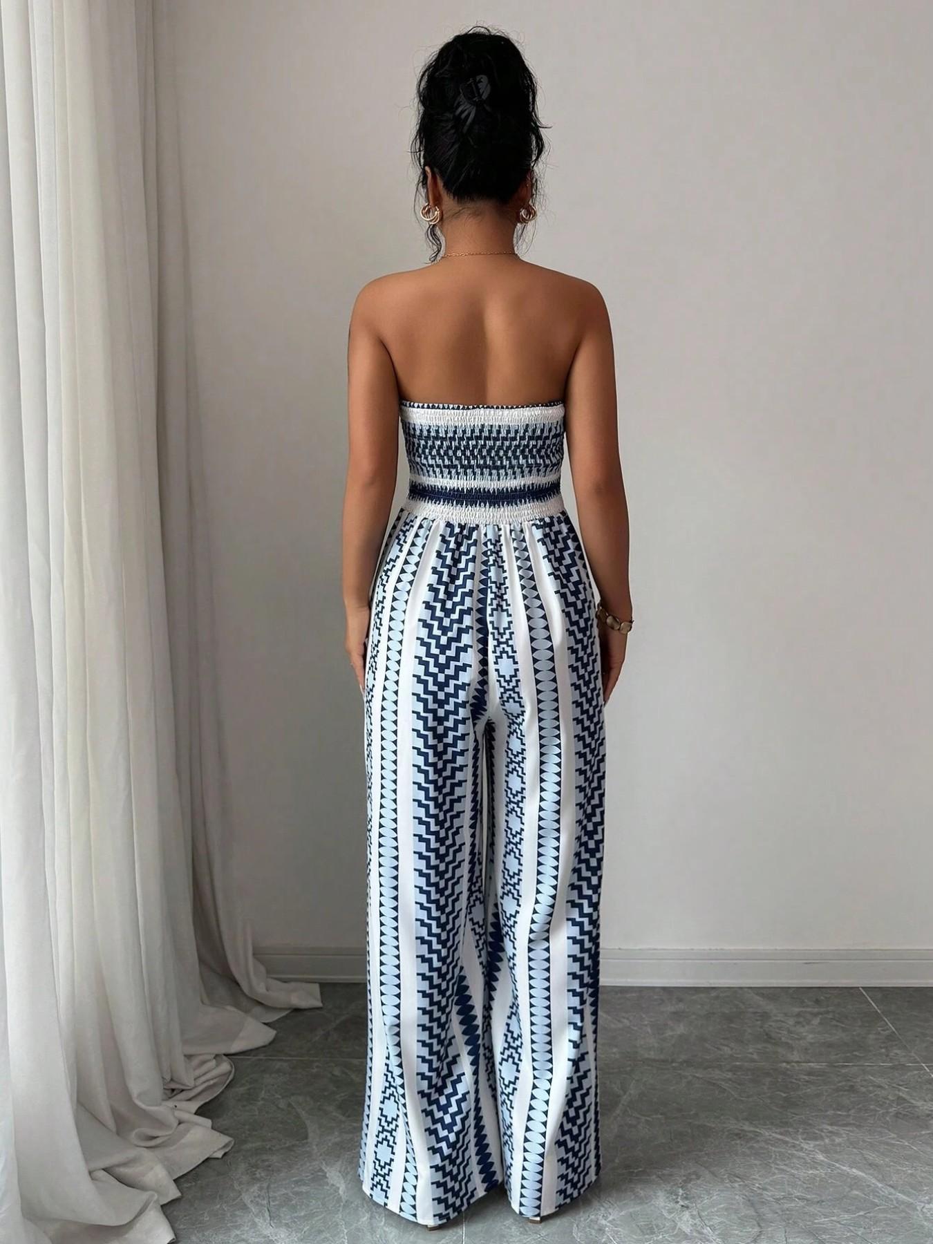 🔥50% RABATT! 👗 Damen Jumpsuit schulterfrei floral im Boho-Stil – Eleganter Sommer-Overall mit Bardot-Ausschnitt – Fließend, leicht & perfekt für Festivals, Strand oder romantische Sommerabende 🌸