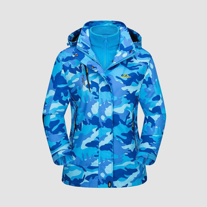 3-in-1 wasserdichter Wintermantel, mit Fleece gefüttert, zweiteiliger Anzug, Ski- und Wanderjacke mit Kapuze