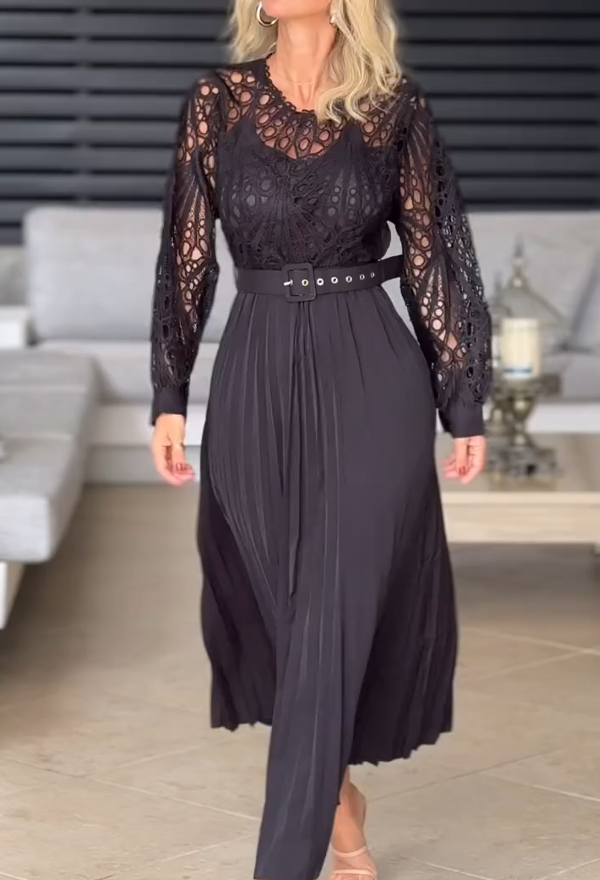 💞Damenkleid aus Spitze mit Hohlfalten