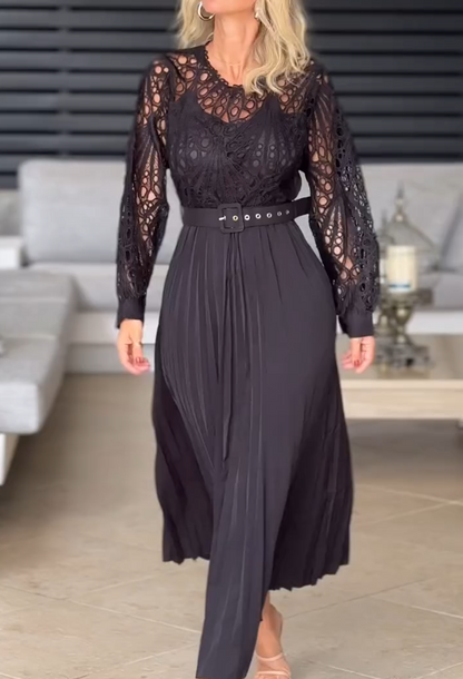 💞Damenkleid aus Spitze mit Hohlfalten