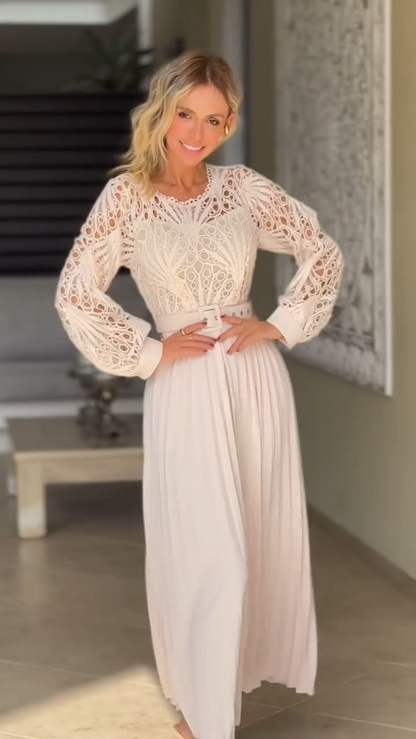 💞Damenkleid aus Spitze mit Hohlfalten
