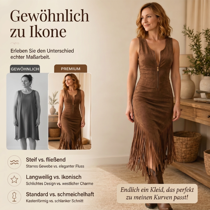 📢📢 Alle tragen es – noch nicht? Jetzt 50%!🌺Retro Western Fransen Ärmelloses Slim-Kleid