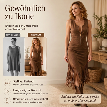📢📢 Alle tragen es – noch nicht? Jetzt 50%!🌺Retro Western Fransen Ärmelloses Slim-Kleid