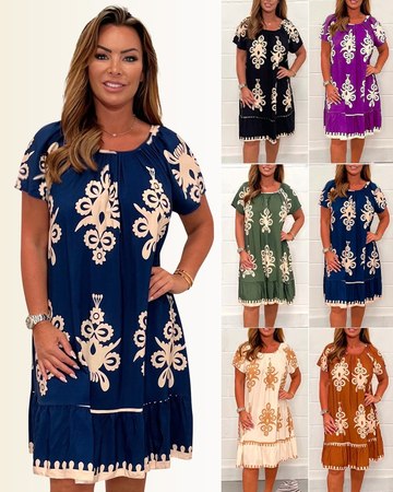 💐2025 Novelty 💟 Geometrisches Kleid mit quadratischem Ausschnitt 💃