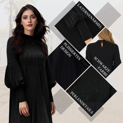 🎄Perfekt für Weihnachten✨🔥Elegantes Damen-Faltenkleid mit Laternenärmeln