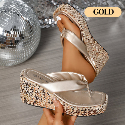 ⏳Begrenzte Zeit 50% Rabatt💥Damen Flip-Flops mit dicken Sohlen und Pailletten