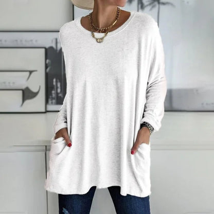 👚49% Rabatt ✨Neues langärmeliges Baumwoll-T-Shirt mit lässiger Tasche