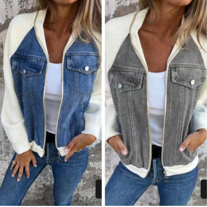 Neue modische kreative Denim-Spleißjacke für Damen