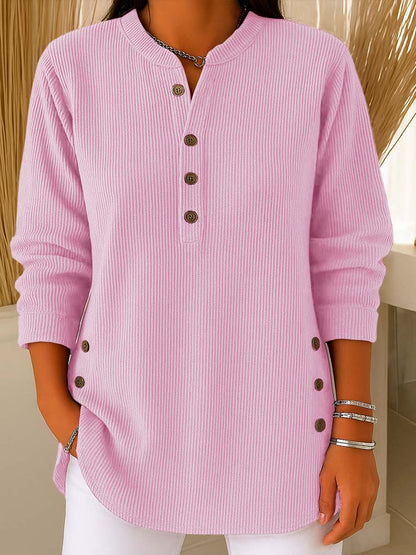 💃Letzter Tag 50 % Rabatt⏰Langärmeliges, locker gestricktes Sweatshirt aus einfarbigem Material mit Rundhalsausschnitt für Damen (2 Stück kaufen, versandkostenfrei)