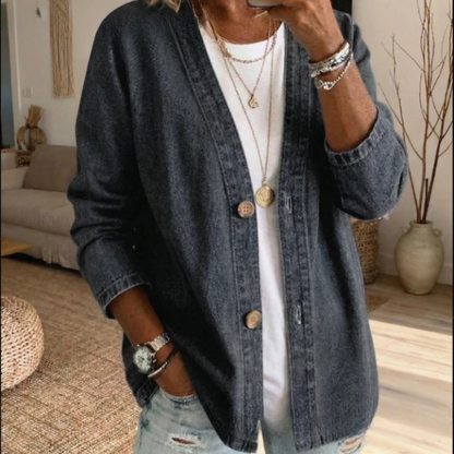 🧥Neu eingetroffen – 40 % Rabatt!🍊Klassische Jeansjacke für Damen mit Knopfleiste