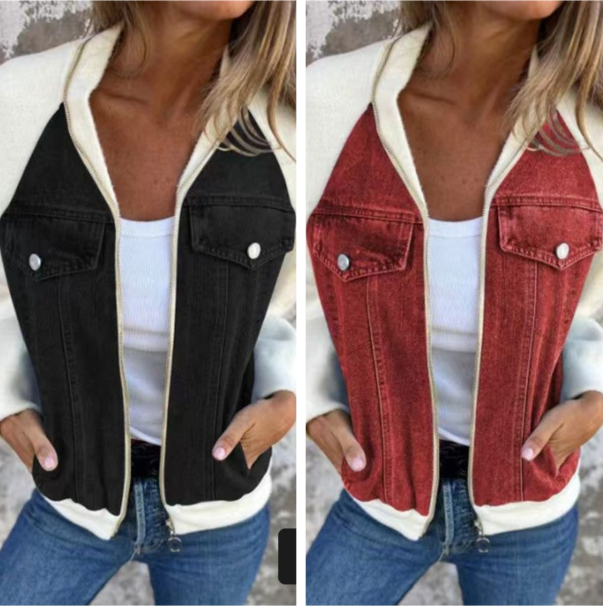 Neue modische kreative Denim-Spleißjacke für Damen