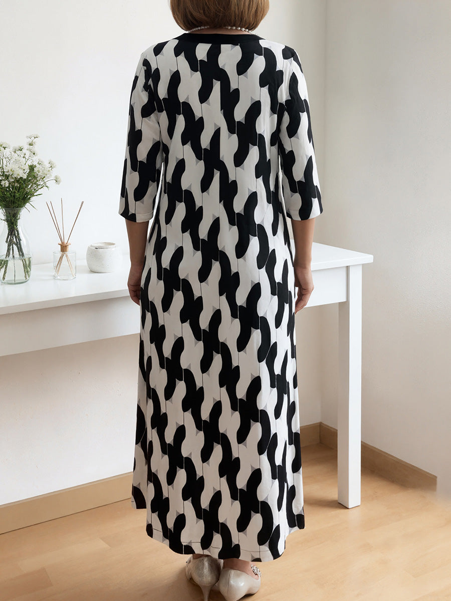 🌸Frühlingsangebot: 49% Rabatt!🔥 Lässig-schickes Maxikleid – V-Ausschnitt, halblange Ärmel, perfekt für jeden Tag ✨