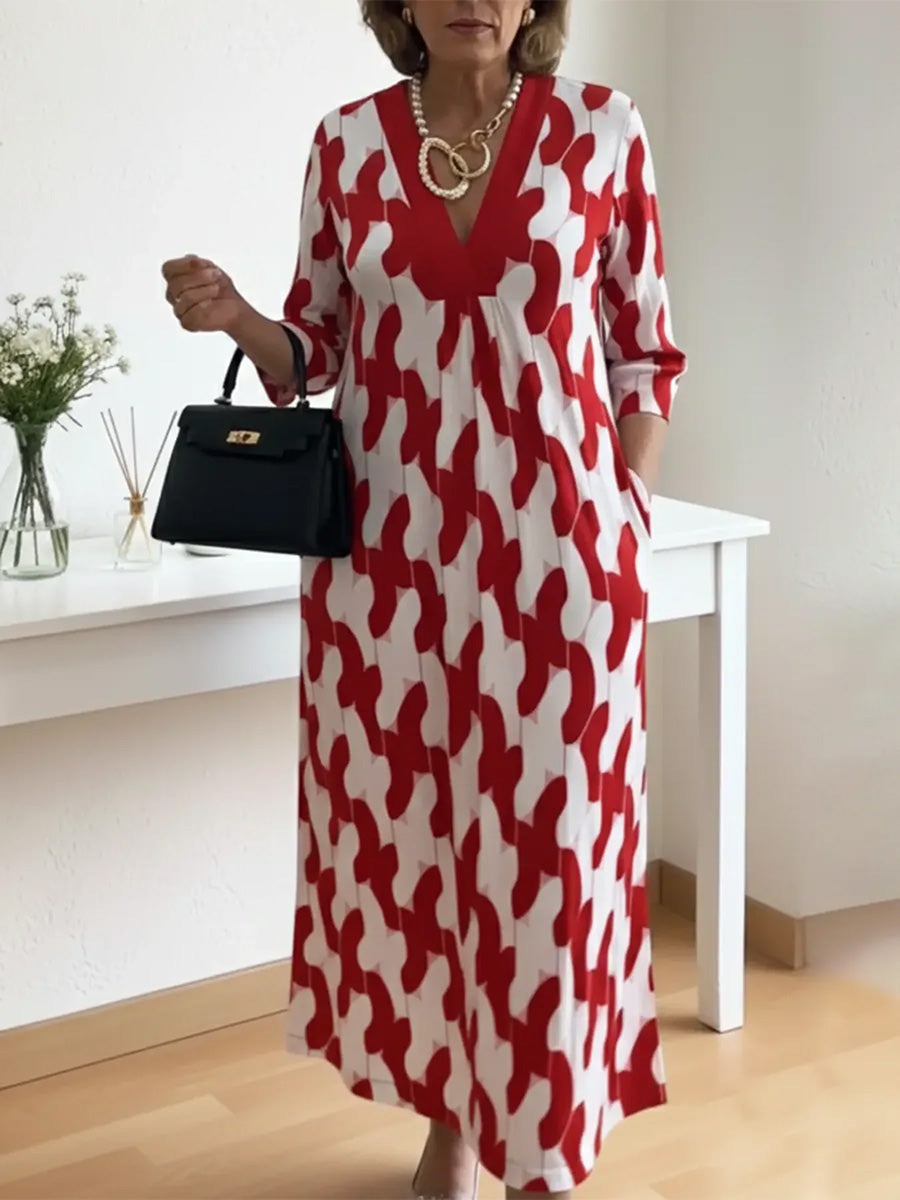 🌸Frühlingsangebot: 49% Rabatt!🔥 Lässig-schickes Maxikleid – V-Ausschnitt, halblange Ärmel, perfekt für jeden Tag ✨