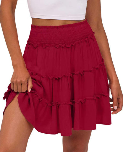 Minirock für Damen mit hoher Taille und gestuften Rüschen
