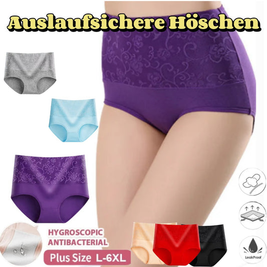 Auslaufsichere Höschen -Damen-Slip aus Baumwolle mit hoher Taille