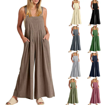 💝Ärmelloser Jumpsuit für Damen mit weitem Bein und Taschen