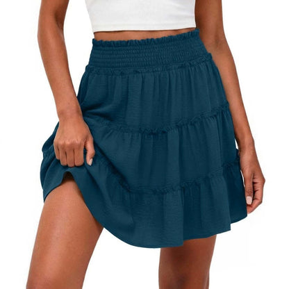 Minirock für Damen mit hoher Taille und gestuften Rüschen