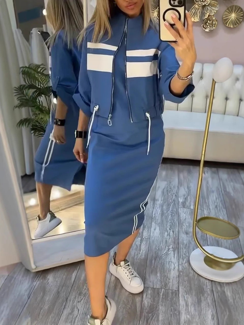 💖 Damen-Set aus Stehkragenjacke und Kleid