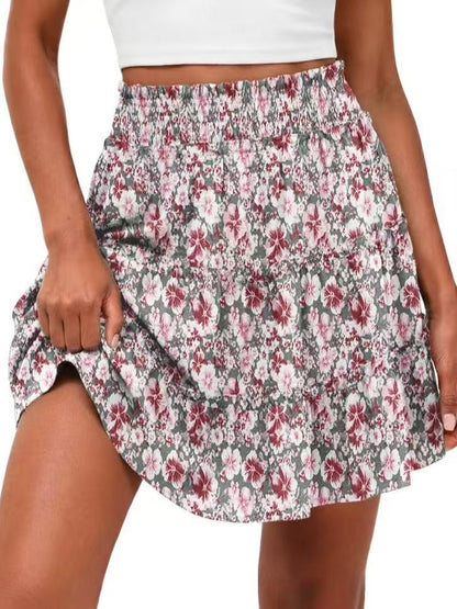 Minirock für Damen mit hoher Taille und gestuften Rüschen