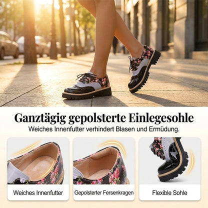 Damen Plateau-Brogues mit Blumenmuster