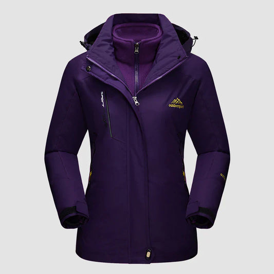3-in-1 wasserdichter Wintermantel, mit Fleece gefüttert, zweiteiliger Anzug, Ski- und Wanderjacke mit Kapuze