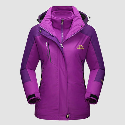 3-in-1 wasserdichter Wintermantel, mit Fleece gefüttert, zweiteiliger Anzug, Ski- und Wanderjacke mit Kapuze