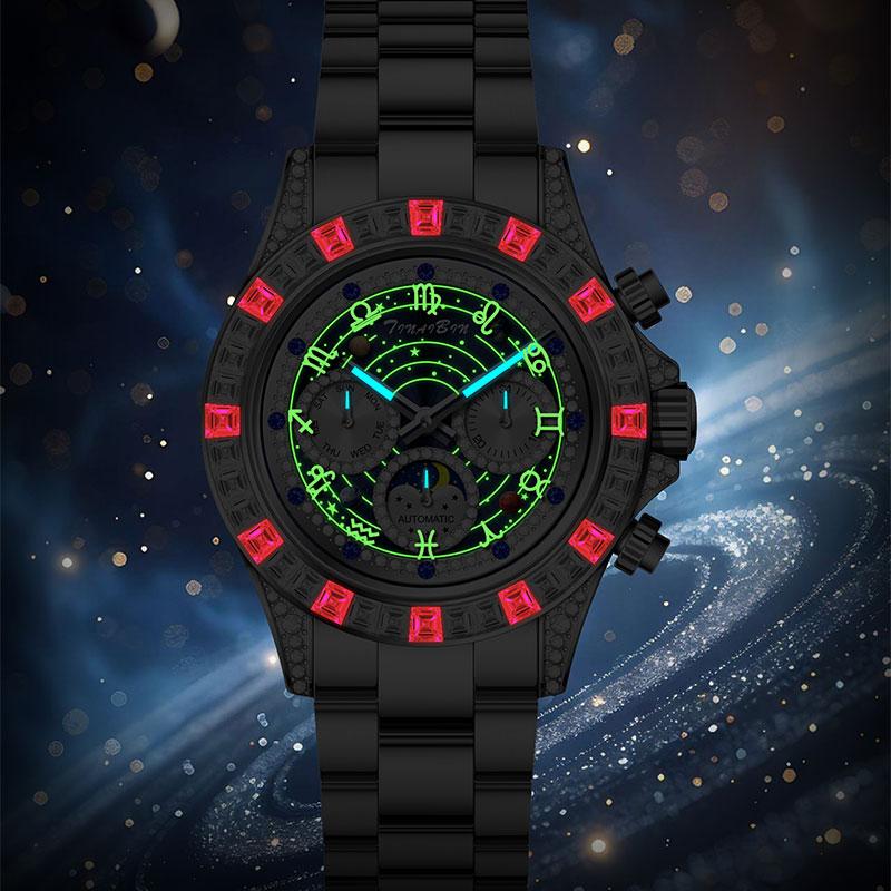 📢📢60 % Rabatt!!! 🎅【🎁Weihnachtsgeschenk🎁】TINAIBIN Zwölf Sternzeichen & Sternenhimmel Diamant Automatikuhr Skelett Herrenuhr