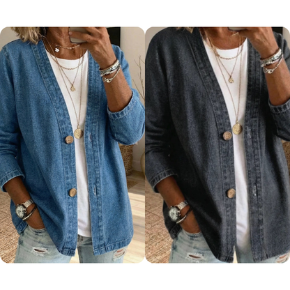 🧥Neu eingetroffen – 40 % Rabatt!🍊Klassische Jeansjacke für Damen mit Knopfleiste