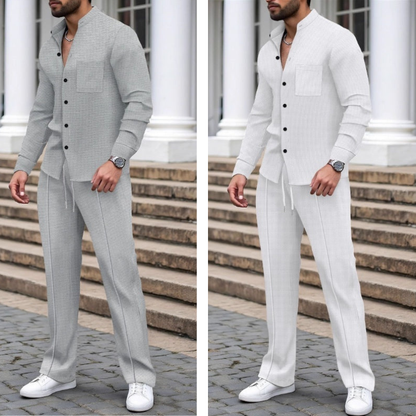 🍂👖Herren Casual Waffel Shirt Hosen 2-teiliges Set