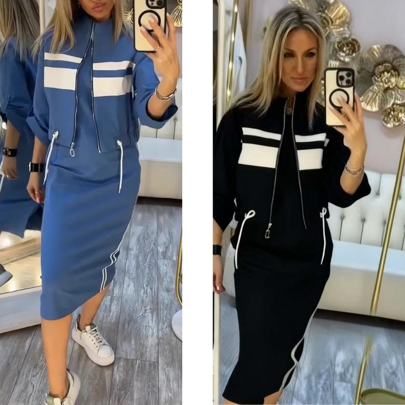 💖 Damen-Set aus Stehkragenjacke und Kleid