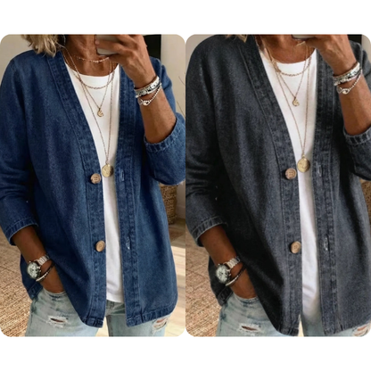 🧥Neu eingetroffen – 40 % Rabatt!🍊Klassische Jeansjacke für Damen mit Knopfleiste