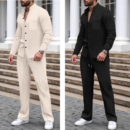 🍂👖Herren Casual Waffel Shirt Hosen 2-teiliges Set