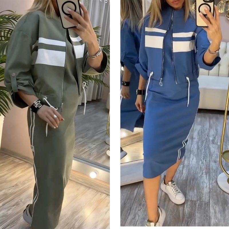 💖 Damen-Set aus Stehkragenjacke und Kleid