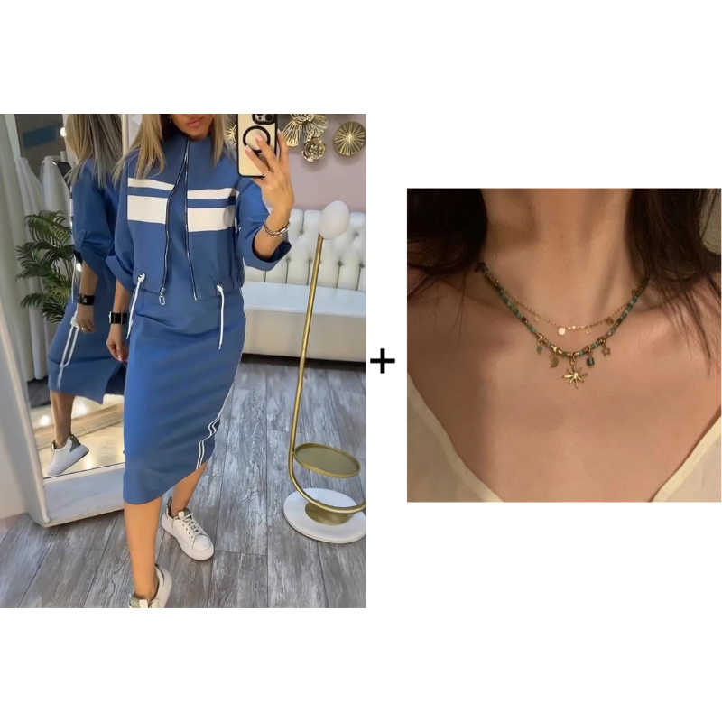 💖 Damen-Set aus Stehkragenjacke und Kleid