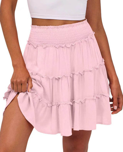 Minirock für Damen mit hoher Taille und gestuften Rüschen