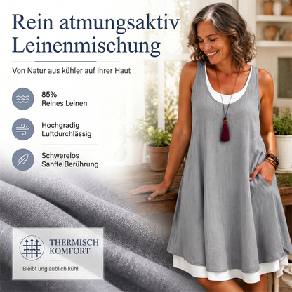 🔔Lässiges, lockeres, ärmelloses Tanktop-Kleid in Layering-Optik für Damen