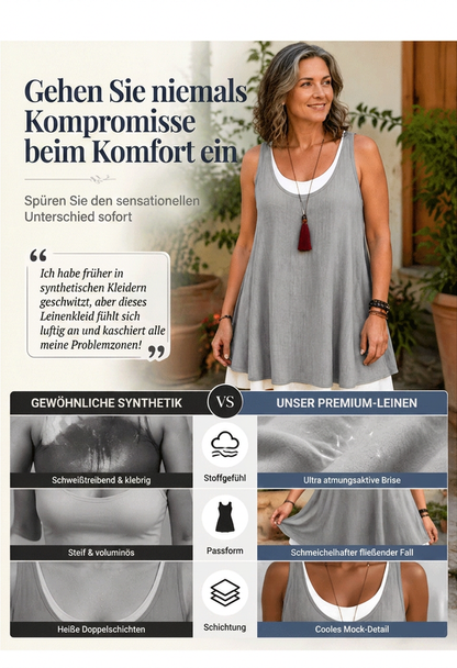 🔔Lässiges, lockeres, ärmelloses Tanktop-Kleid in Layering-Optik für Damen