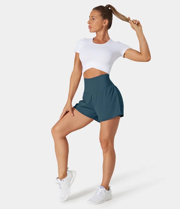 ✨️  2025 Hot Sale 49% OFF 🥰  2-in-1 Yoga Shorts mit hoher Taille und Seitentaschen