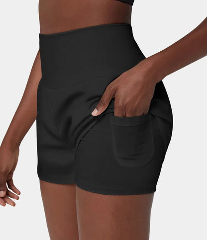 ✨️  2025 Hot Sale 49% OFF 🥰  2-in-1 Yoga Shorts mit hoher Taille und Seitentaschen
