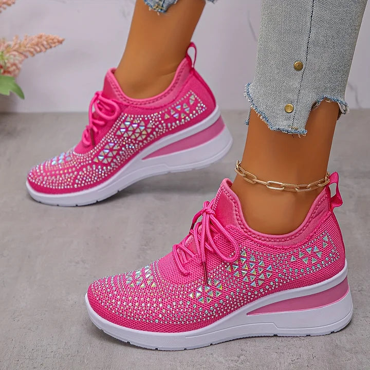 🔥🔥Letzter Tag der Aktion, profitieren Sie von 50 % Rabatt🔥 Atmungsaktive orthopädische Sportschuhe für Damen, lässiger und trendiger Stil, verziert mit eingearbeiteten Strasssteinen.