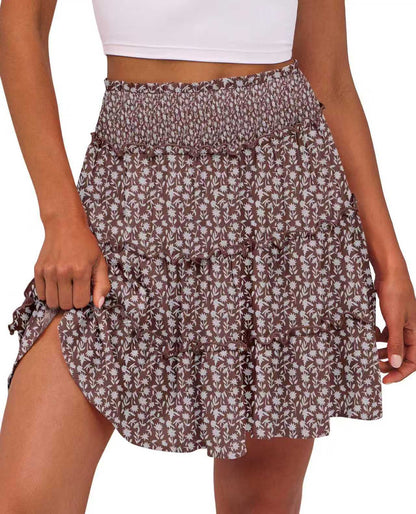 Minirock für Damen mit hoher Taille und gestuften Rüschen