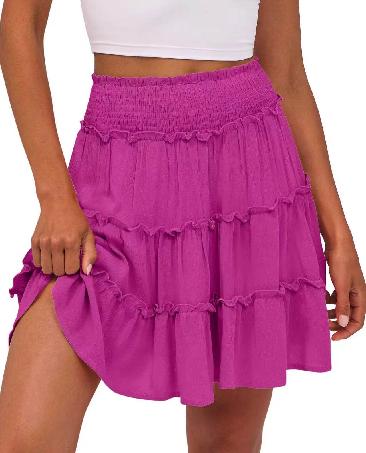 Minirock für Damen mit hoher Taille und gestuften Rüschen