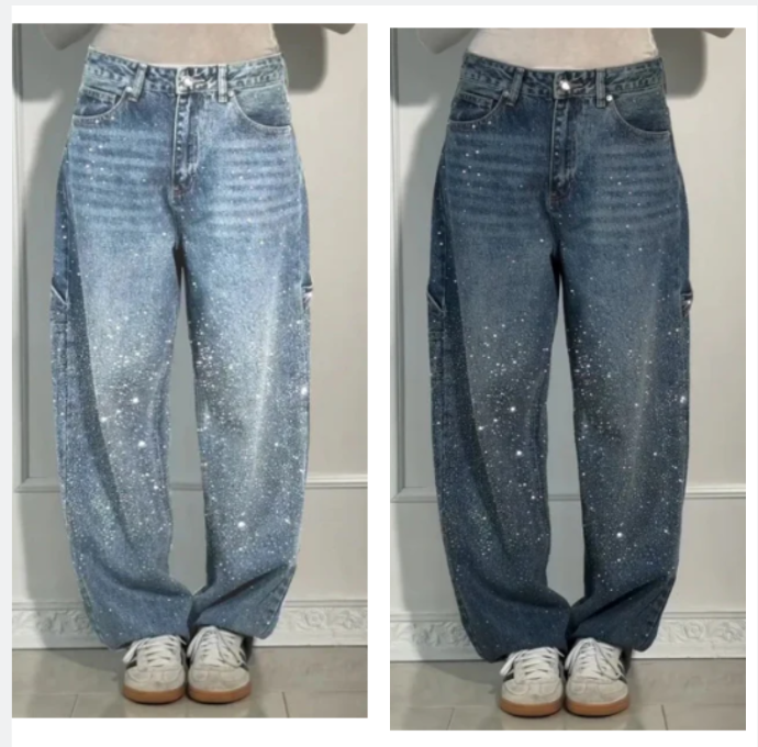 📢📢2026 Neue Kollektion – Zeitlich begrenzter Vorverkauf ✨ Damen-Jeans mit geradem Schnitt und Strasssteinen