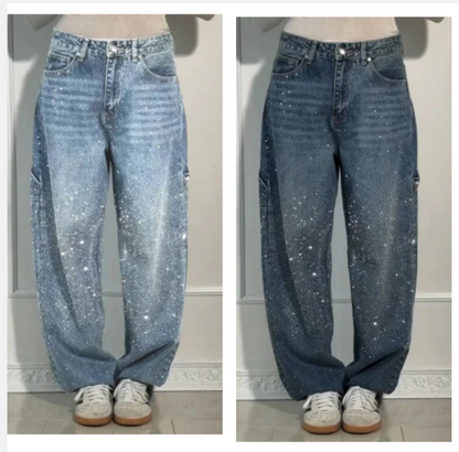 📢📢2026 Neue Kollektion – Zeitlich begrenzter Vorverkauf ✨ Damen-Jeans mit geradem Schnitt und Strasssteinen