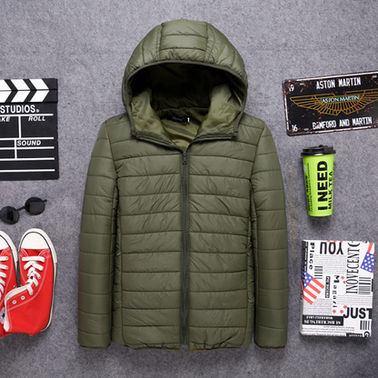 Warme, gesteppte Pufferjacke mit Kapuze für Herren
