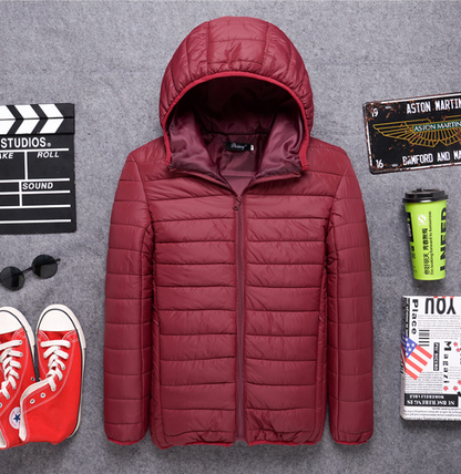 Warme, gesteppte Pufferjacke mit Kapuze für Herren